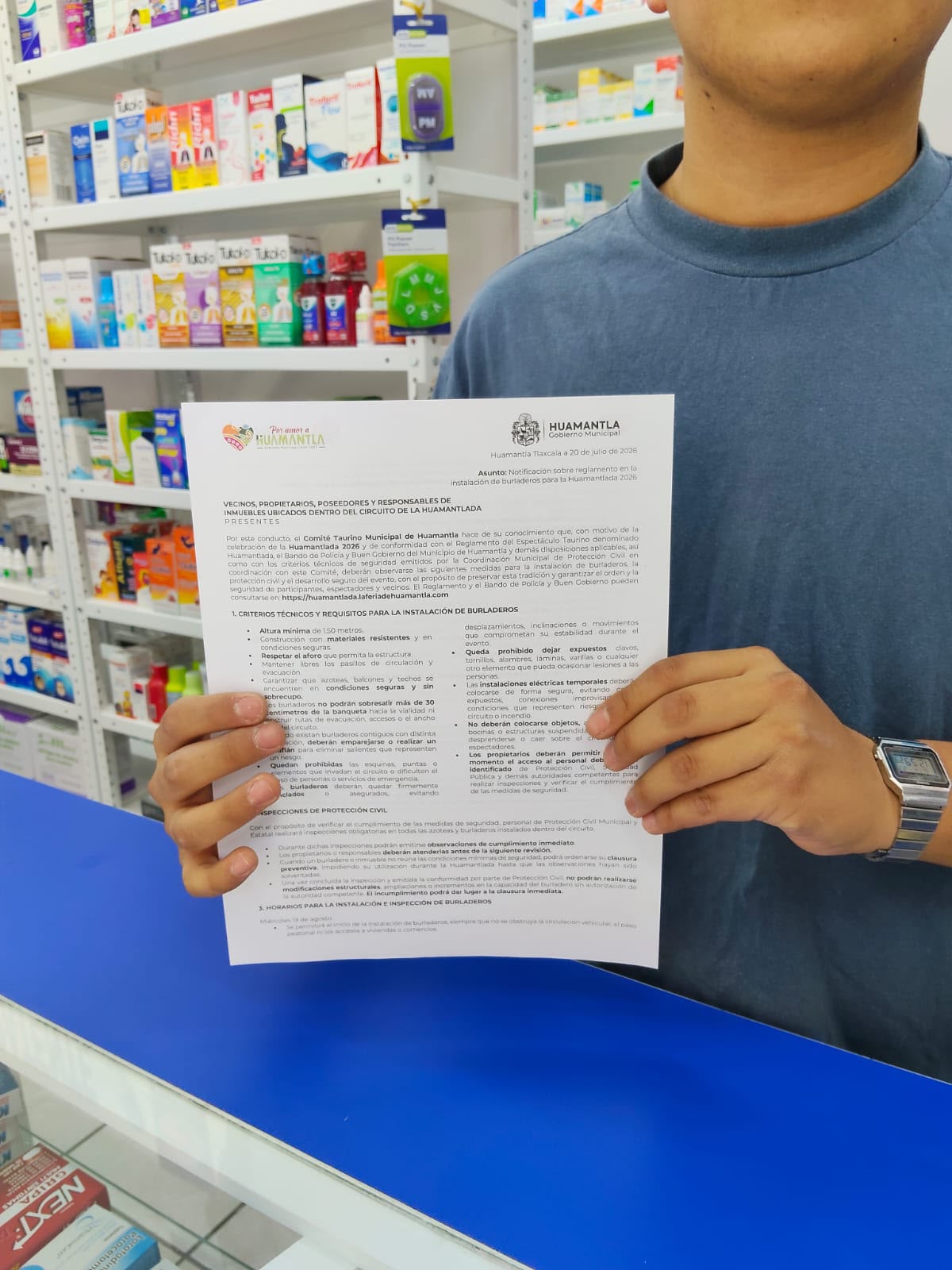 El Comité Taurino Municipal de Huamantla entrega notificaciones preventivas para fortalecer la seguridad de la Huamantlada 2026
